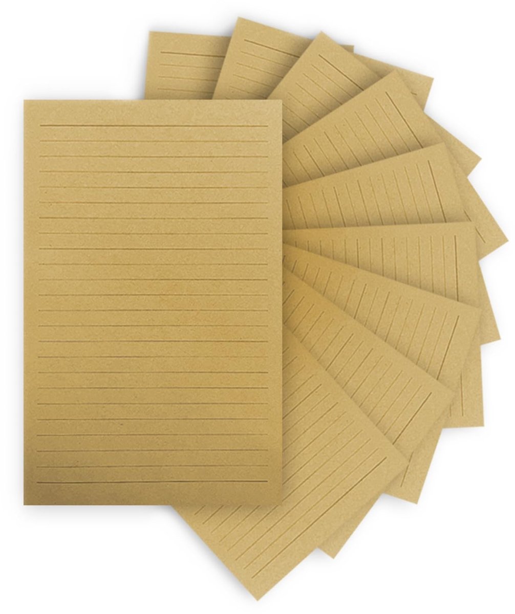 Solidchoice - Set van 100 Vintage Briefpapier in Bruin met Horizontale Lijnen