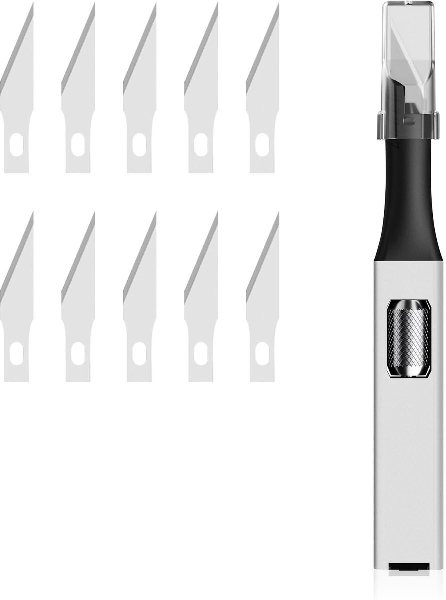 Solidchoice - Precisie Snijmes Set met 10 Vervangbladen voor Hobby en Creatief Werk