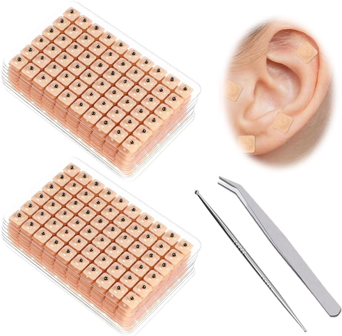 Set van 1200 oormassageschijfjes - acupunctuurpen en pincet - multifunctioneel - bevorderd welzijn - ShopVlot