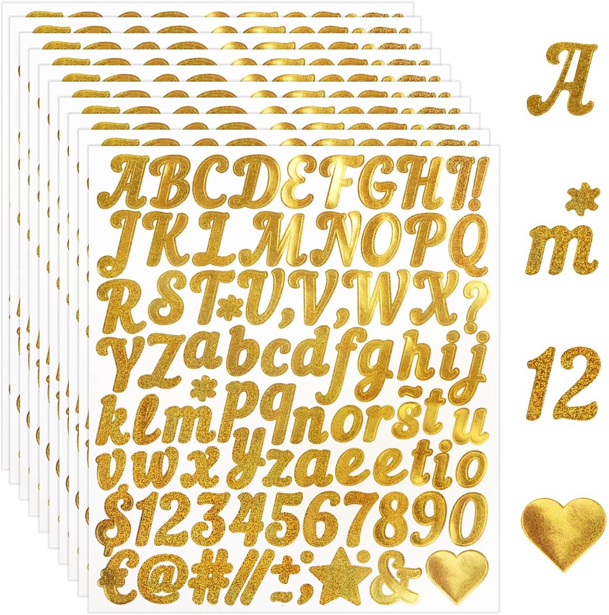 Zelfklevende letterstickers 10 vellen - goud glanzend vinyl - weerbestendig - ideaal voor DIY projecten - ShopVlot