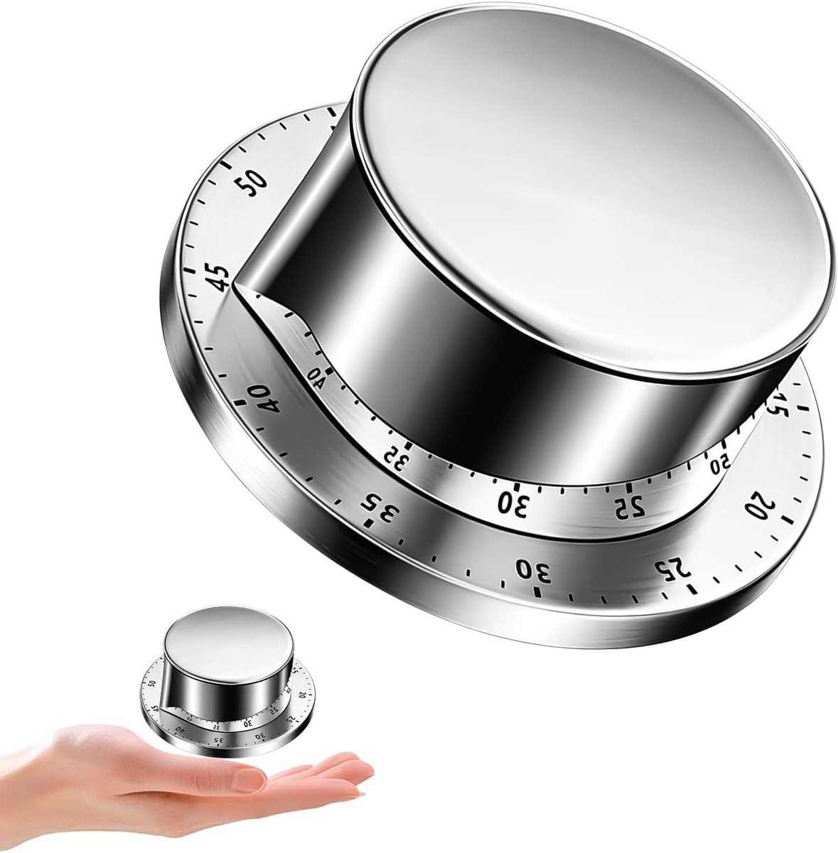 Keukenwekker mechanisch - roestvrij staal - magnetisch - luid alarm tot 60 minuten - ShopVlot