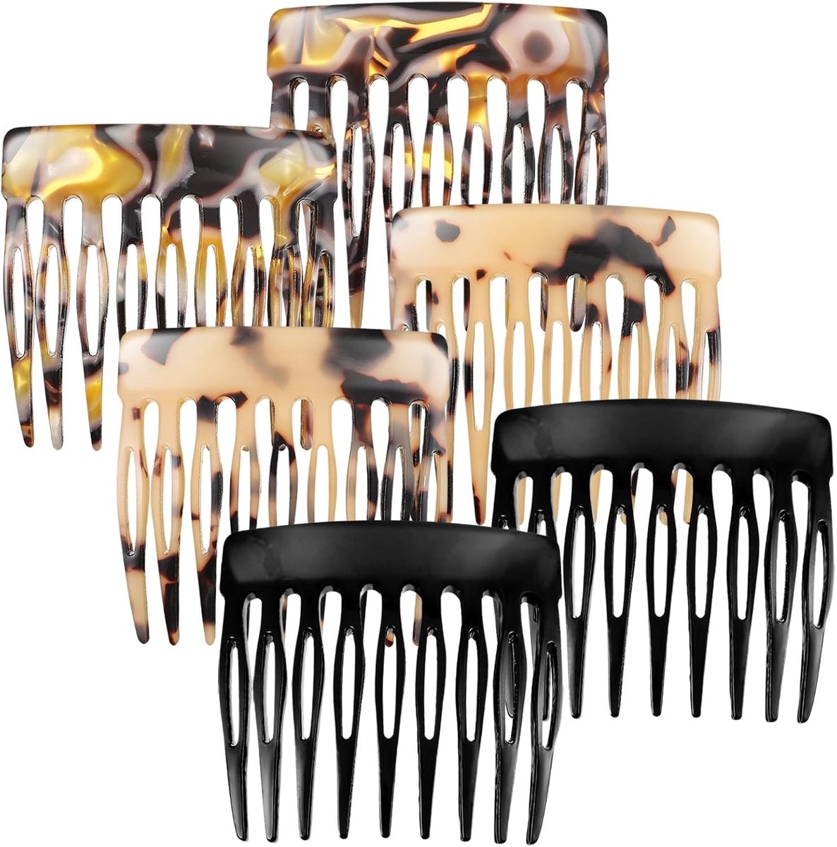 Haarkamset - Schildpad - 5,1 x 4,8 cm - Celluloseacetaat met Gladde Tanden - Voor Dames