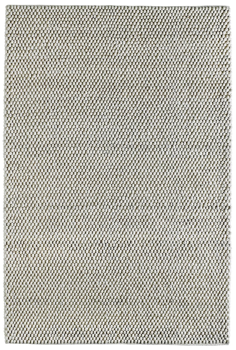 Padiro design laagpolig vloerkleed 200 x 290 cm - crème / offwhite - grove lussen - voor vloerverwarming - van wol, viscose en katoen beige