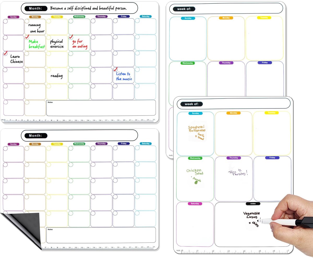 Solidchoice - Magnetisch Maand- en Weekplanner voor de Koelkast