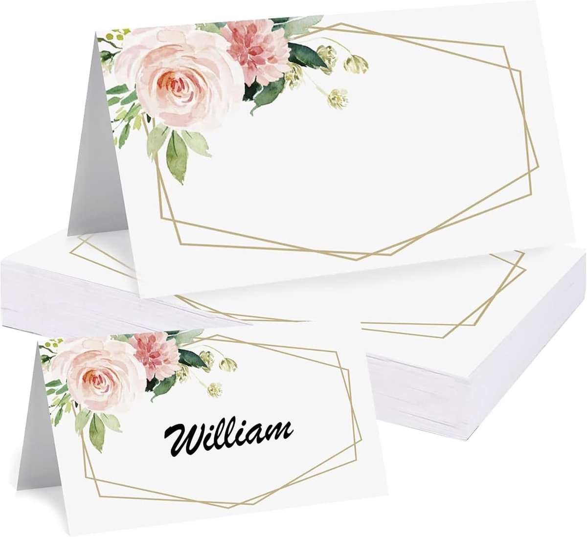 Tafelkaarten Bruiloft - Bloemen - 9 cm x 5 cm - Elegant Ontwerp van Hoogwaardig Papier - Voor Bruiloften en Feesten