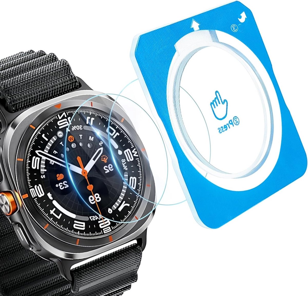 3 STKS Screen Protector voor Samsung Watch 8 Ultra met Auto Alignment Tool Kit, 9H HD Helder Gehard Glas, Anti-Kras en Gevoelige Bescherming