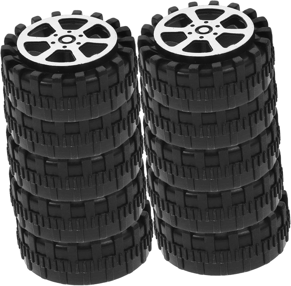 Plastic Speelgoedautowielen - Modelwielen Hobbywielen - Knutselprojecten Maken - Duurzaam Vervormt Niet - 19 mm assen - Zwart