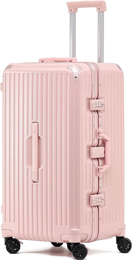Reiskoffer - Koffer - Reizen - Aluminium frame - 24 inch - Roze