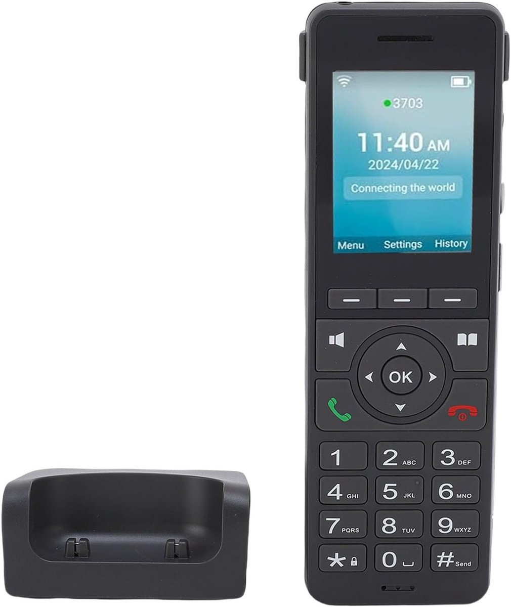 Draadloze Desktop Telefoon - Vast Toestel - Thuiswerken Communicatie - Waterdicht en Stofdicht - 2.4 Inch Kleurenscherm - Zwart