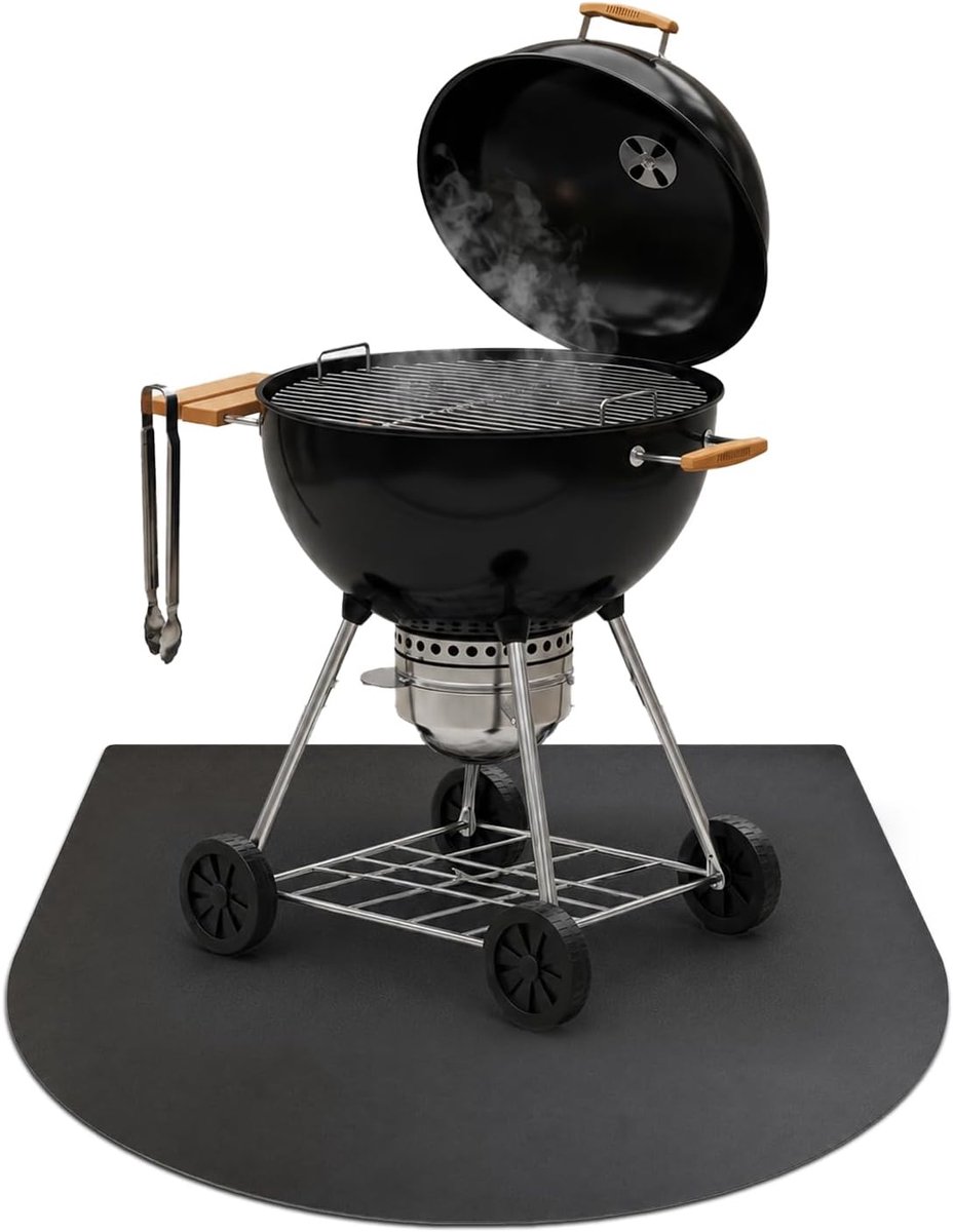 BBQ Bodemplaat Vloerplaat Grill Terras Beschermen Robuust Staal 80x90 cm Mat Zwart