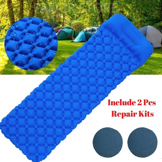 Opblaasbare Matras - Luchtkussen Slaapmat - Outdoor Kamperen - Vochtbestendig Waterdicht - Draagbaar Pad - Blauw — afbeelding 2