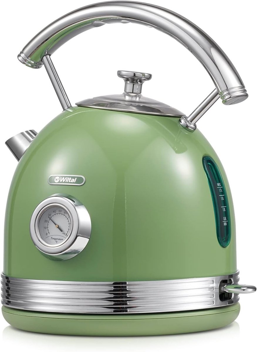 Retro Waterkoker - Roestvrij Staal - Elektrische Waterkoker - 2200 W - Voor Thee en Koffie