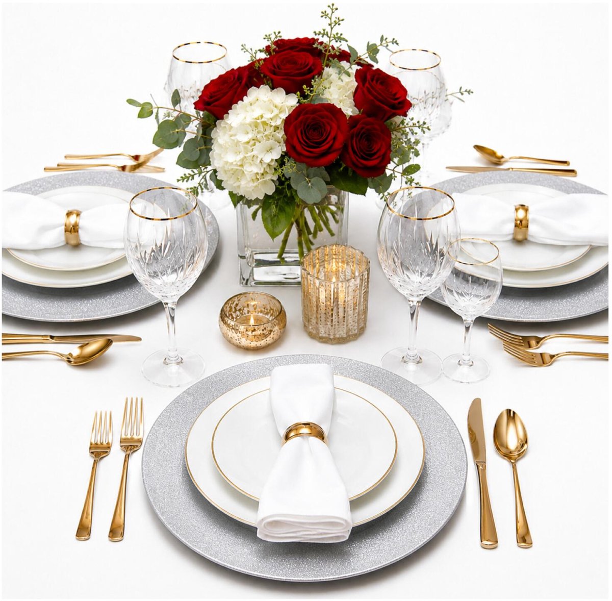 Othmar Decorations Kaarsenbord - zilver glitters - D33 cm - kunststof - kaarsen onderborden