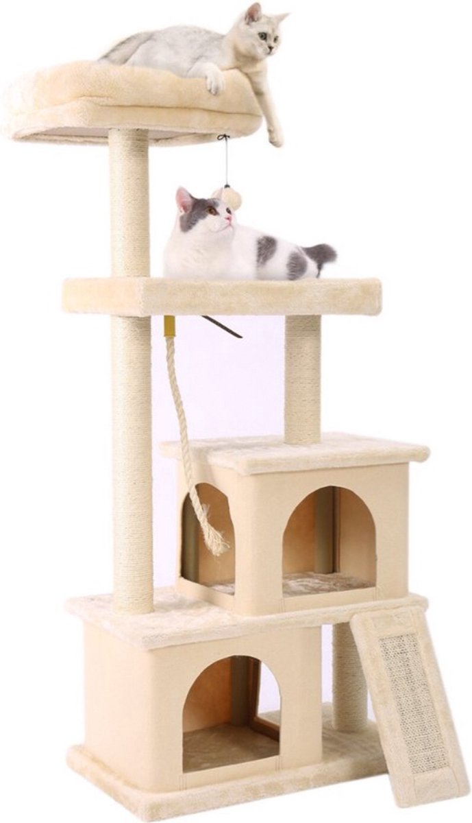 Vloerkleed 127 CM Creme - Luxe, Zachte Kattenmand hangmat en Kattenspeelgoed - Voor Katten en Kleine Kittens