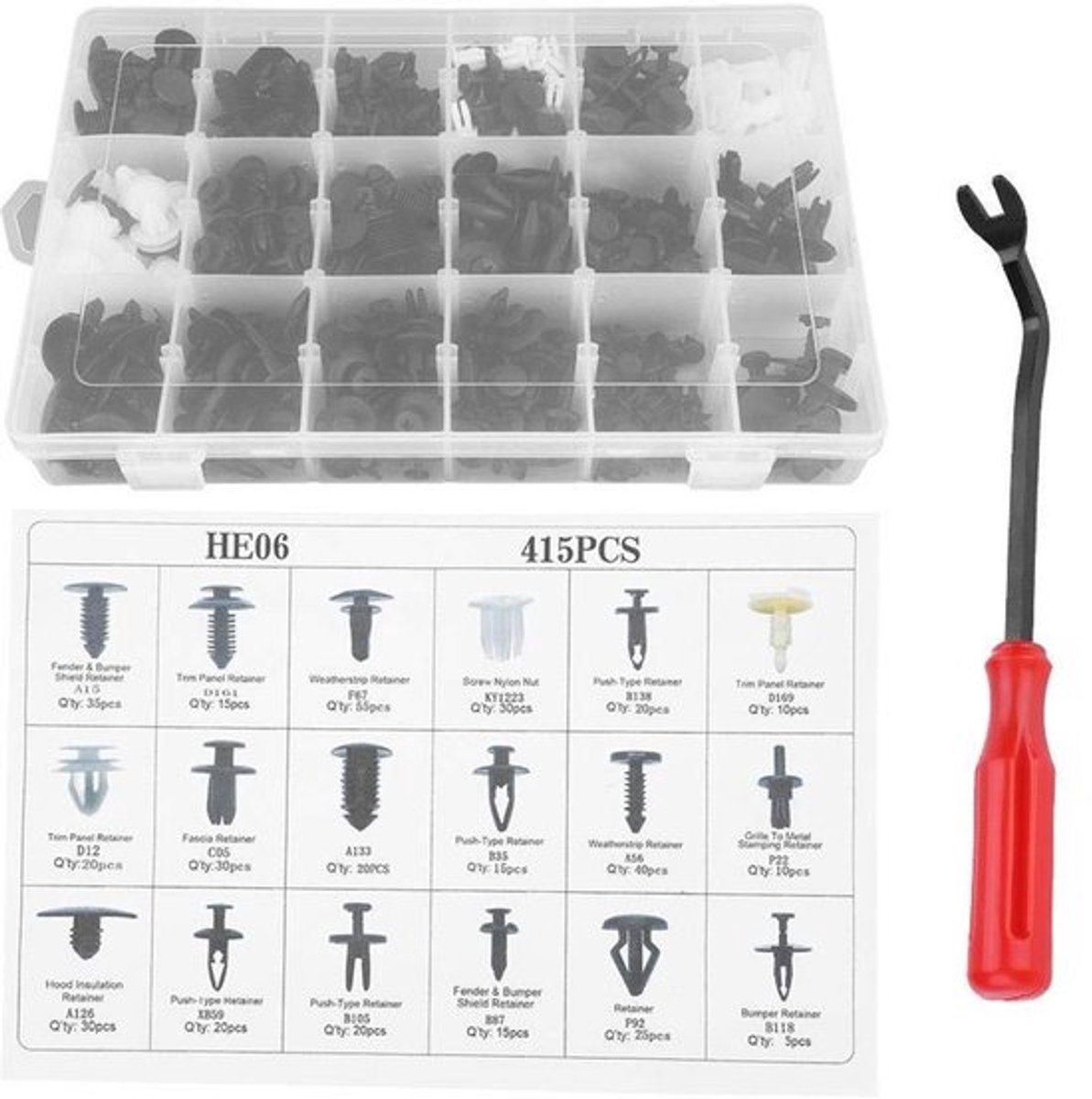 Dailygoods- Klinknagels Set 415 Stuks - Bevestigingsclips voor Auto