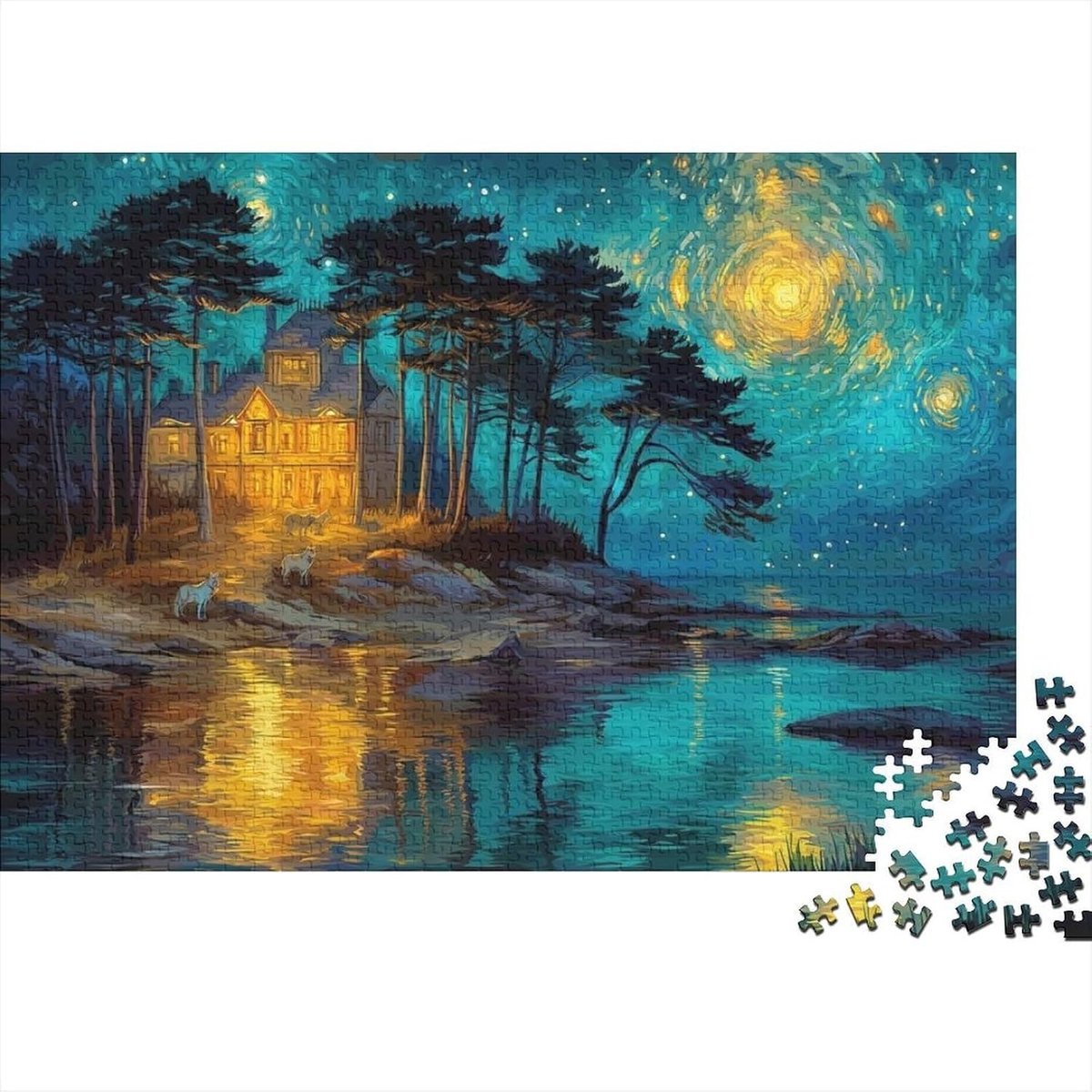 Legpuzzel 1000 stukjes - Volwassen puzzel - Ontspanning en spel - Nauwkeurig gestanst - 52 x 38 cm - Bos meer