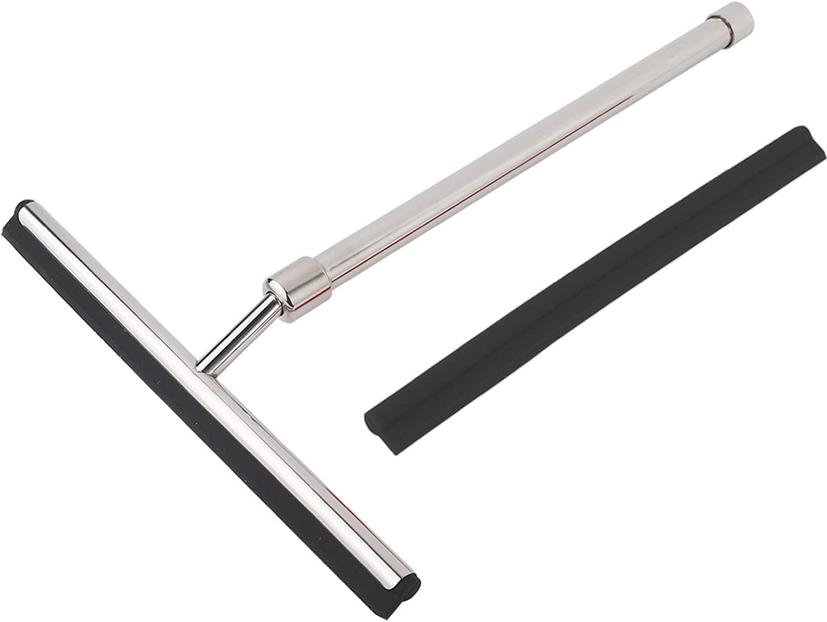 Siliconen Glasreiniger - Raamborstel Glaswisser - Streeploos Reinigen - Uitschuifbaar Handvat - Ca. 34.7 cm - Zilver