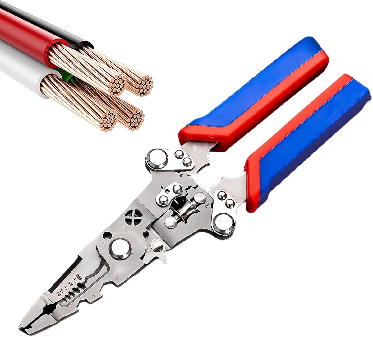 Draadstripper met Tester - Multitool - Elektrisch Werk - 9-in-1 Functionaliteit - 24 x 5.2 cm - Zilverkleurig