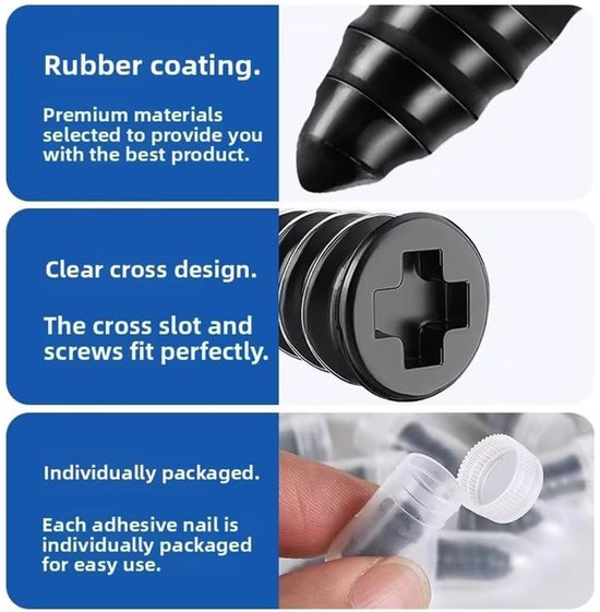 Banden Reparatie Kit - Rubberen Spijkers - Noodreparatie Onderweg - Inschroefbaar Ontwerp - 20 Stuks - Zwart — afbeelding 4