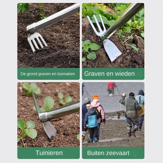 Tuin Gereedschap Set - Schoffel en Schep - Bodem Bewerken - Roestvrij Staal - 40 cm Lengte - Zilver — afbeelding 2