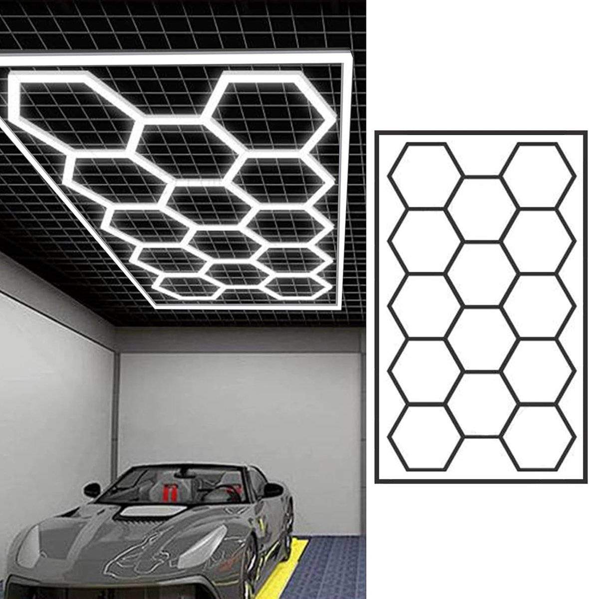 Honingraat Lamp - Zeshoekige Verlichting - Werkruimte Verlichten - Energiebesparend Ontwerp - 14 Hex Panel - Wit