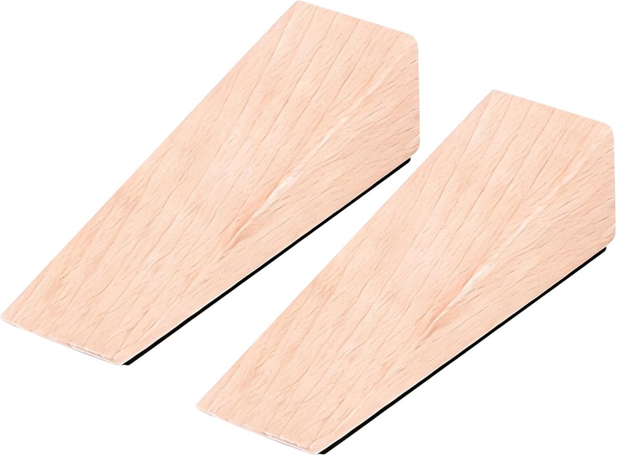 Houten Deurstopper - Deurwig Antislip - Deuren Beveiligen - Driehoekige Blokstructuur - 9 x 2.9 x 2.8 cm - Beige