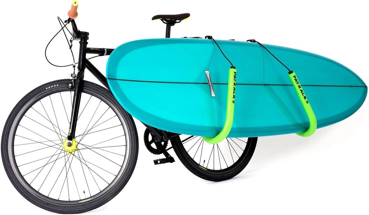 Fietsendrager Longboard - Surfplankdrager Fiets - Sportuitrusting Vervoeren - Dubbele Gewatteerde Armen - 7 kg Laadvermogen - Groen