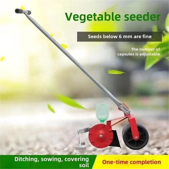 Zaaimachine Tuin - Zaaihulp - Planten Zaaien - Hand Duw Trek - 1500 Gram - Groen — afbeelding 3