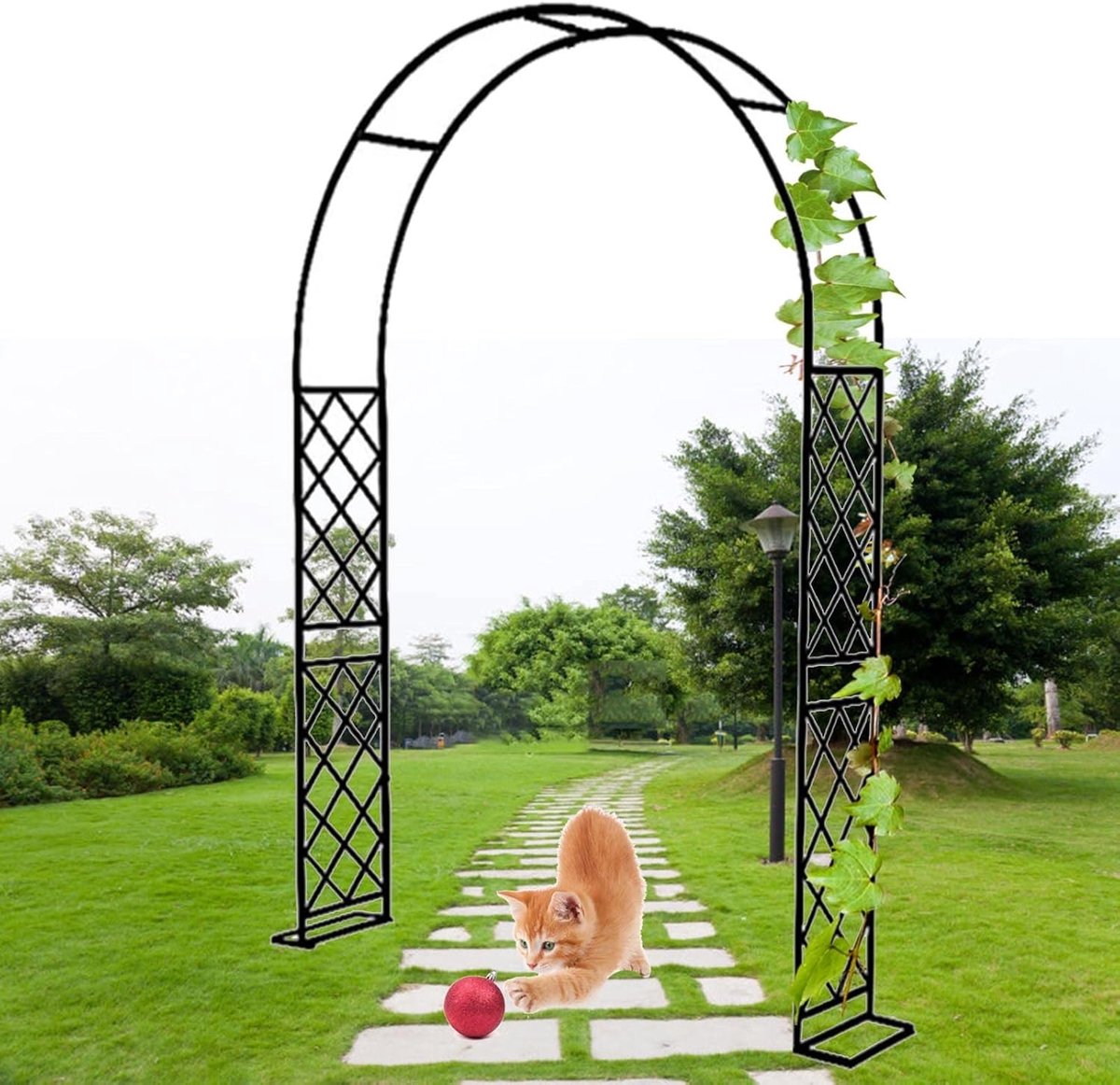Tuinboog Metaal - Rozenboog Klimplanten - Decoratieve Entree - Weerbestendig Stevig - 140 x 230 cm - Zwart