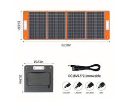 Zonnepaneel – Solar Panel – Opvouwbaar Zonnepaneel – Draagbaar Zonnepaneel – Powerbank Oplader – 100W Vermogen – Lichtgewicht Compact Design
