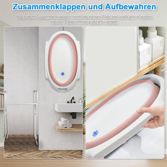 Babybadkuip Opvouwbaar - Babybadje Draagbaar - Veilig Baden - Met Stabiliserende Standaard - 72 x 51 x 42 cm - Roze — afbeelding 2