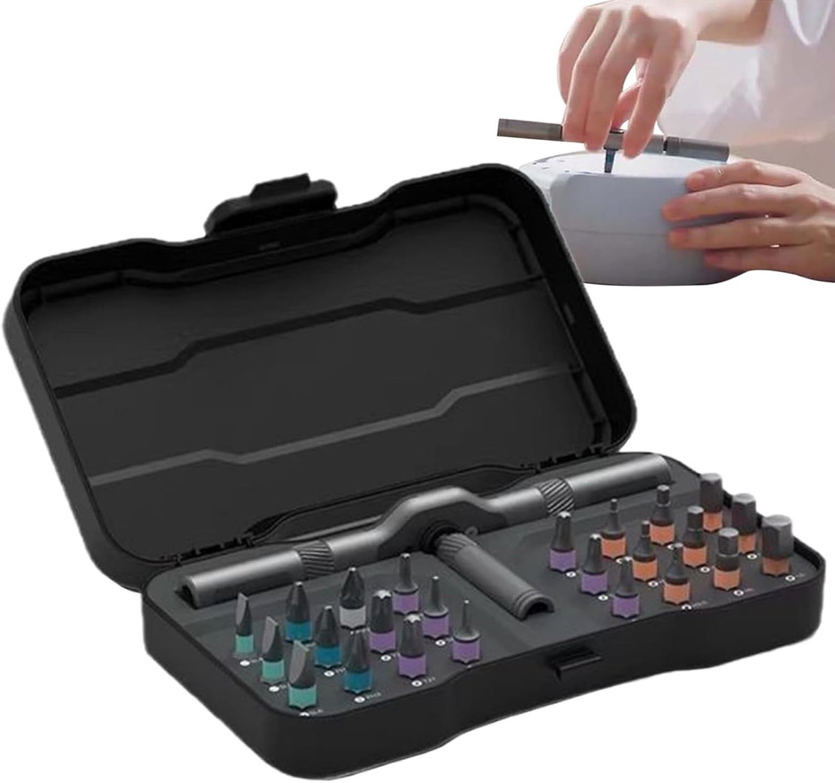 Ratelschroevendraaierset, 24-in-1 magnetische precisie-bitsleutel voor horloges, elektronica, monteurs, industrie, bouw, huisreparatie