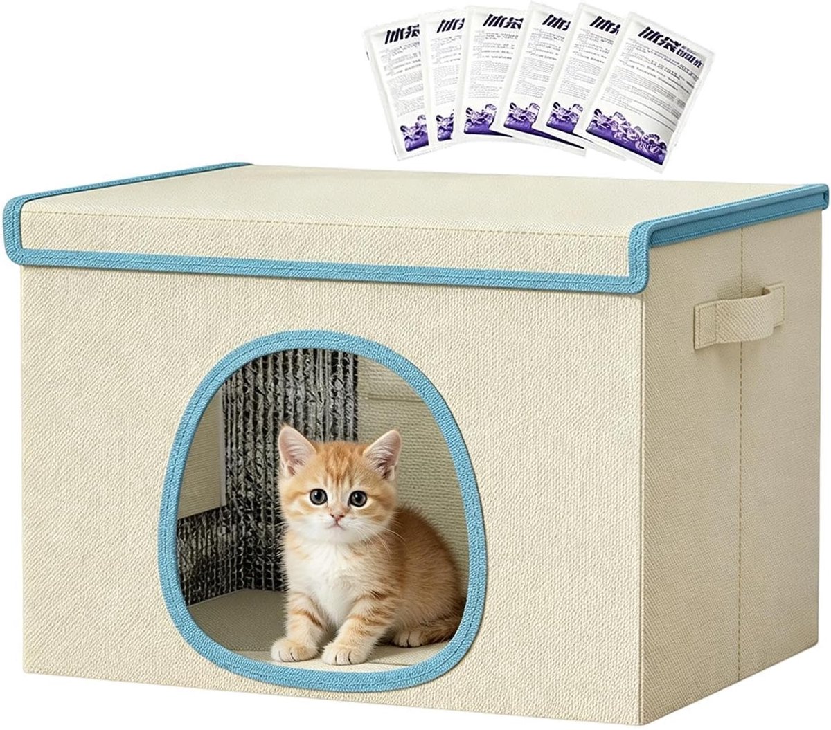 Kattenhuis Koeling - Huisdier Grot - Zomerse Ontspanning - Met 6 Ijspakken - 50x40x36 cm - Gebroken Wit