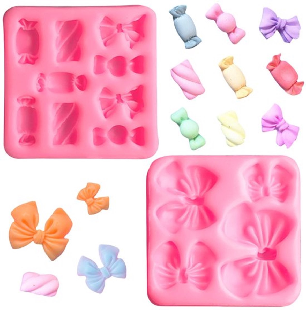 Allecto - Strikken Snoep Chocoladevorm - Mini Siliconen Vormen - Roze Fondant