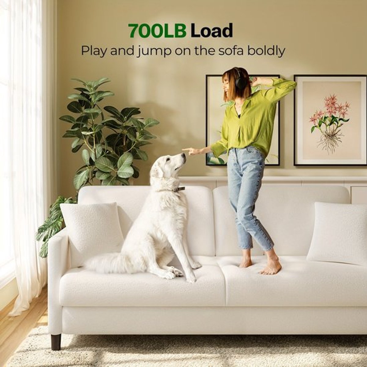 Bankstel – 3-Zitsbank – Sofa – Zitbank – Loungebank – Extra Lang – Hoogwaardig Schuim Kuss