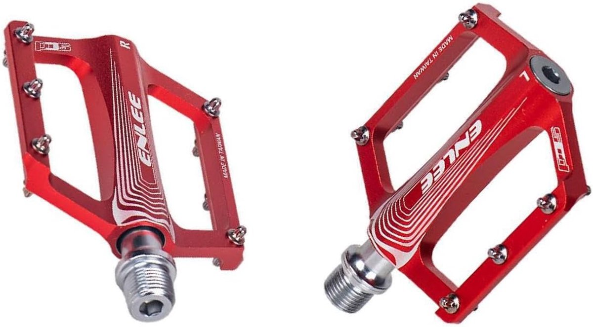 Fiets Pedalen - Platte Pedalen - Fietsen Onderhoud - Lichtgewicht Aluminium - 14 x 9 cm - Rood