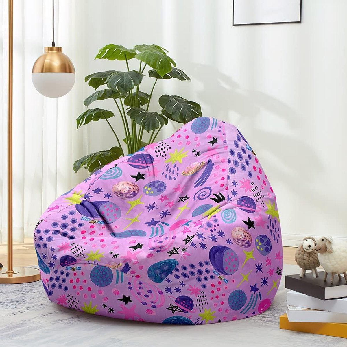 Zitzakhoes - Luie Sofa - Opbergen Speelgoed - Met Handvat - 90x110cm - Roze Planeet