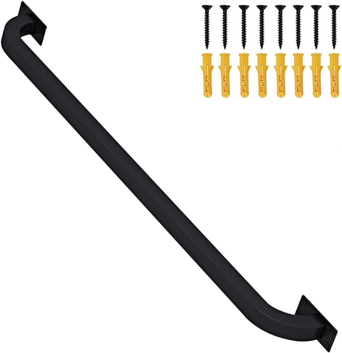 Smeedijzeren Grijpstang - Trapleuning Set - Veilige Ondersteuning - Roestwerende Coating - 600 cm - Zwart