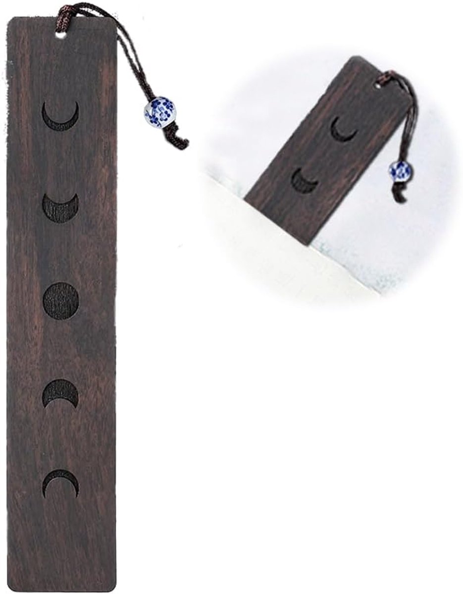 bladwijzer van natuurlijk hout - speciale bladwijzer met kwastjes - gadgets - afstudeerfeest - origineel cadeau-idee voor leraren - studenten - afstudeerfeesten - gastgeschenken (Ebano)