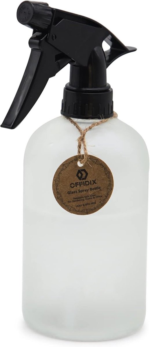 Glazen spuitfles - handdrukplantennevel met bovenpomp - 0 - 43 l - matglazen spuitfles met verstelbaar mondstuk voor tuinieren en schoonmaken (transparant)