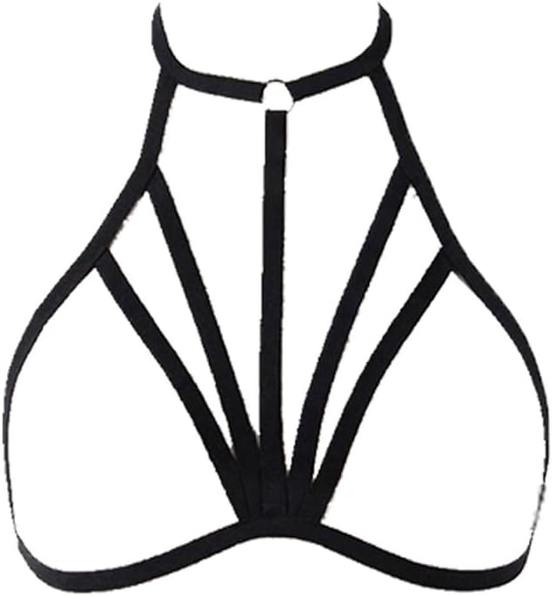 Bh voor kooi - verband - sexy lingerie - bandjes voor dames - lichaamsharnas - pentagram - gothic - zonder cups - borstband - elastisch - punk - aantrekkelijk - verstelbare bralette - zwart