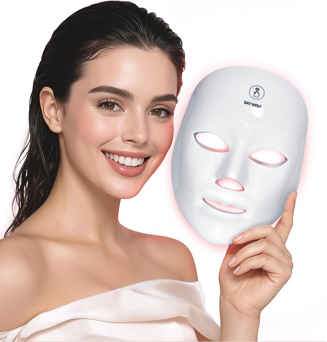 LED Gezichtsmasker – 7 Kleuren Lichttherapie – 270 LED’s – Draadloos & Oplaadbaar – 15 Min Timer