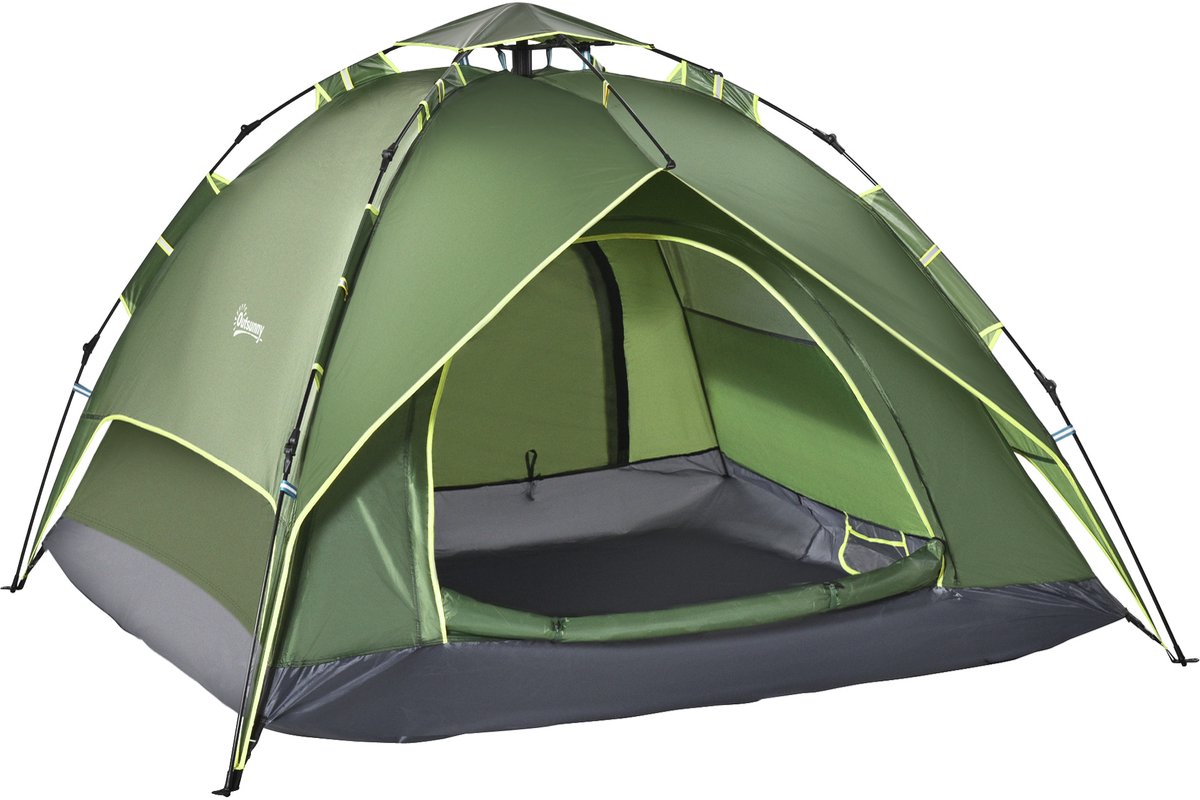Campingtent voor 3 personen, lichtgewicht, stabiele koepeltent met ingang, opbergtas, grondzeil, familietent met een waterkolom van 1000 mm, tent voor kamperen, reizen, trekking en in de tuin