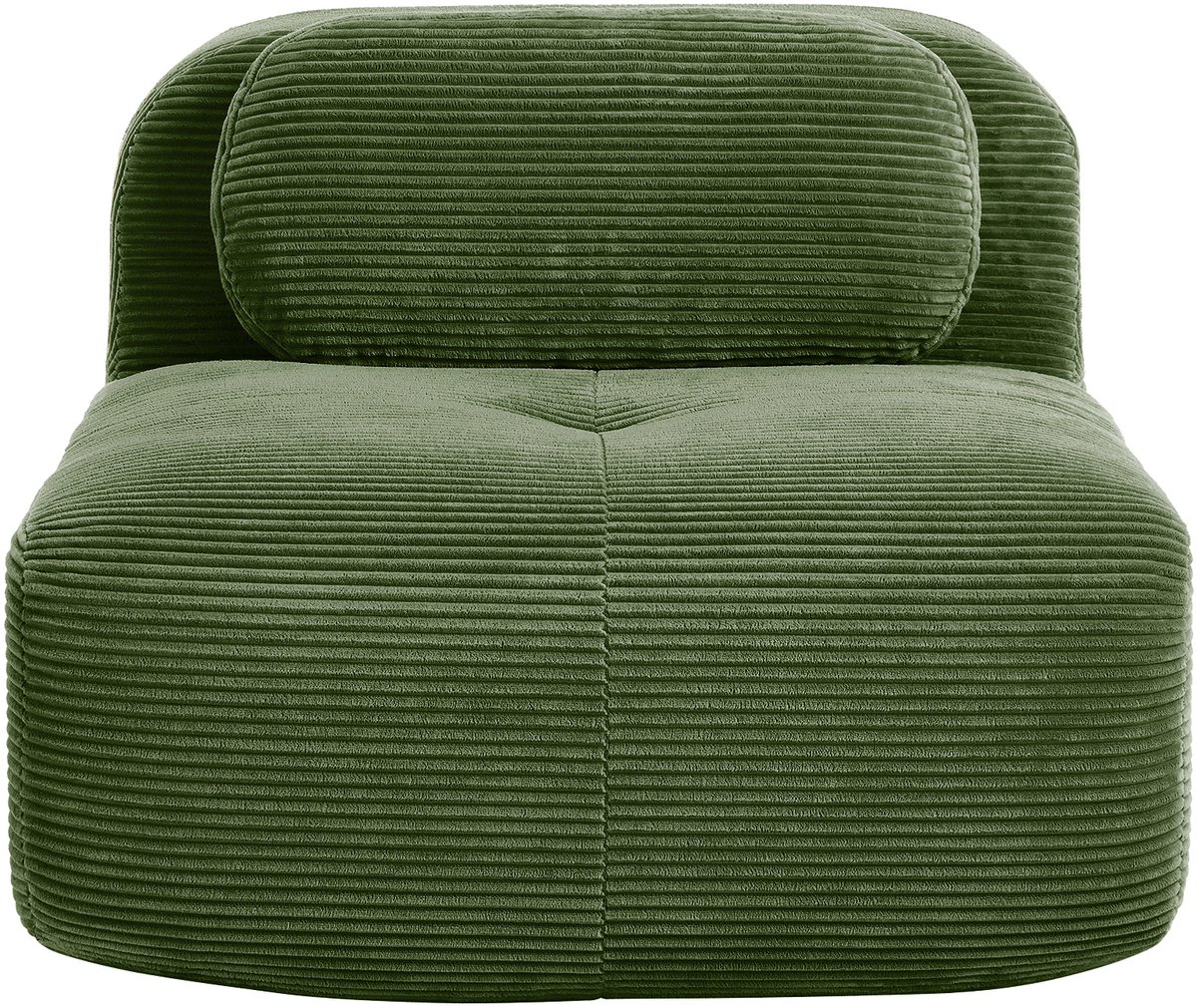 Modulaire Fauteuil - Ribstof Lounge Element 1-Zits Bank Zonder Armleuning - Zachte Comfortabele Sofa Voor Woonkamer - Groen