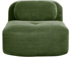 Modulaire Fauteuil - Ribstof Lounge Element 1-Zits Bank Zonder Armleuning - Zachte Comfortabele Sofa Voor Woonkamer - Groen
