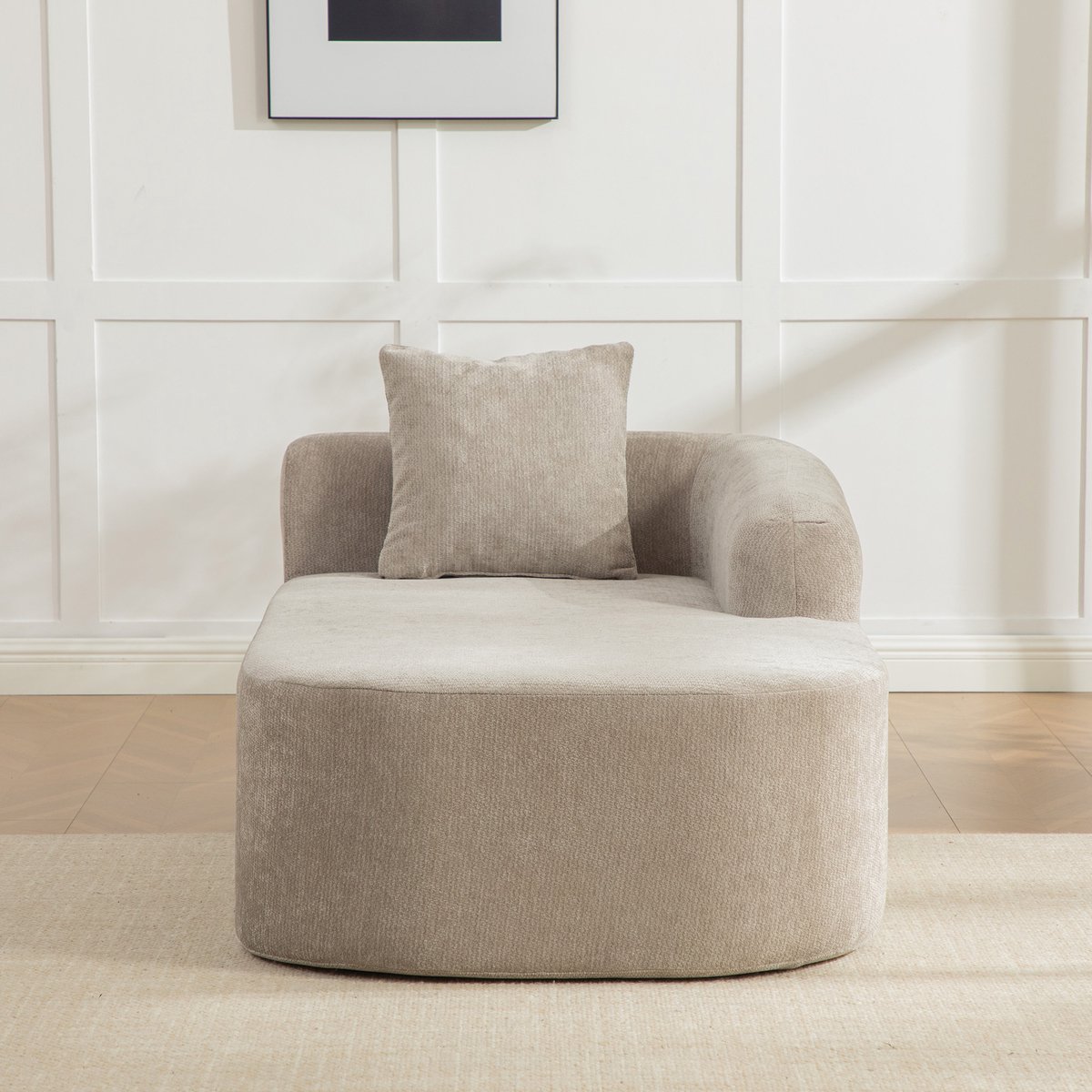 1 Persoons Modulaire Sofa - Chenille Bank Grijs - Luxe Lounge Stoel Met Hoge Comfort Zit - Zachte Relaxfauteuil Met Veerkrachtige Schuimvulling - Kant En Klaar Geleverd