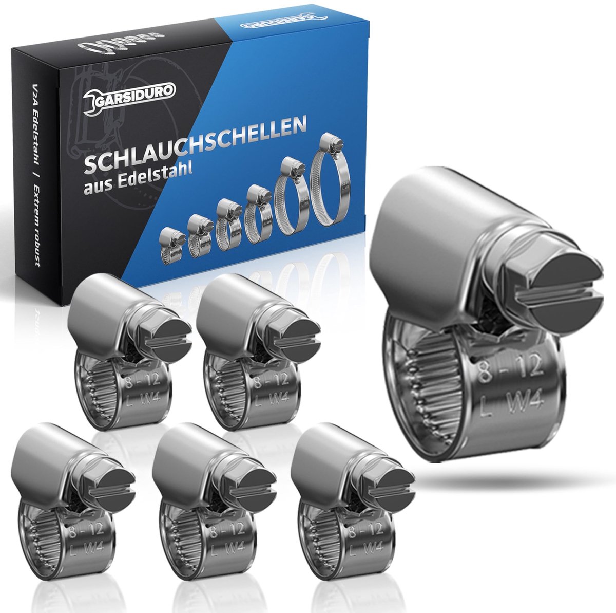 Solidchoice - Set van 12 Roestvrijstalen Slangklemmen voor Diverse Toepassingen
