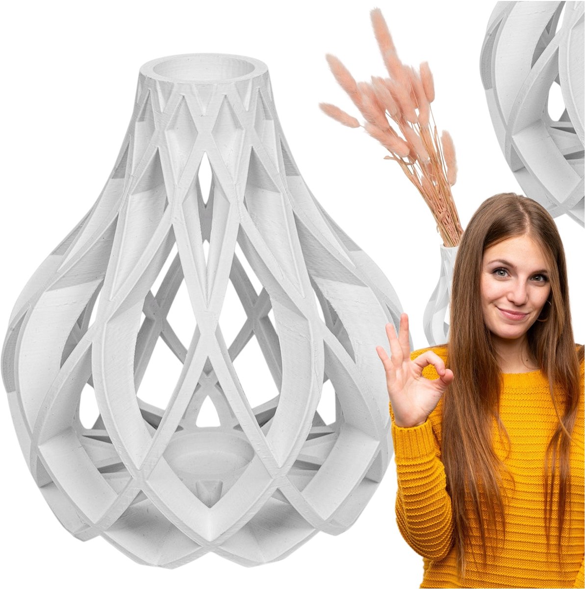 Moderne Decoratieve Vaas - 10 cm - Wit Kunststof
