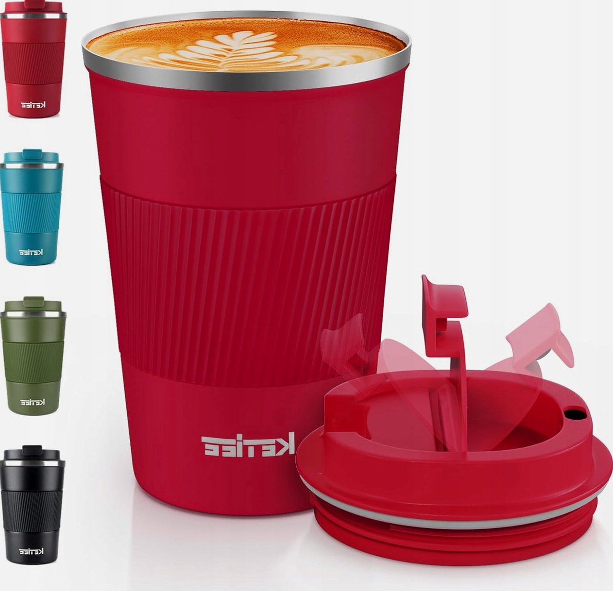 Rode RVS Thermosbeker 380ml - Lekvrij & Warmhoudend