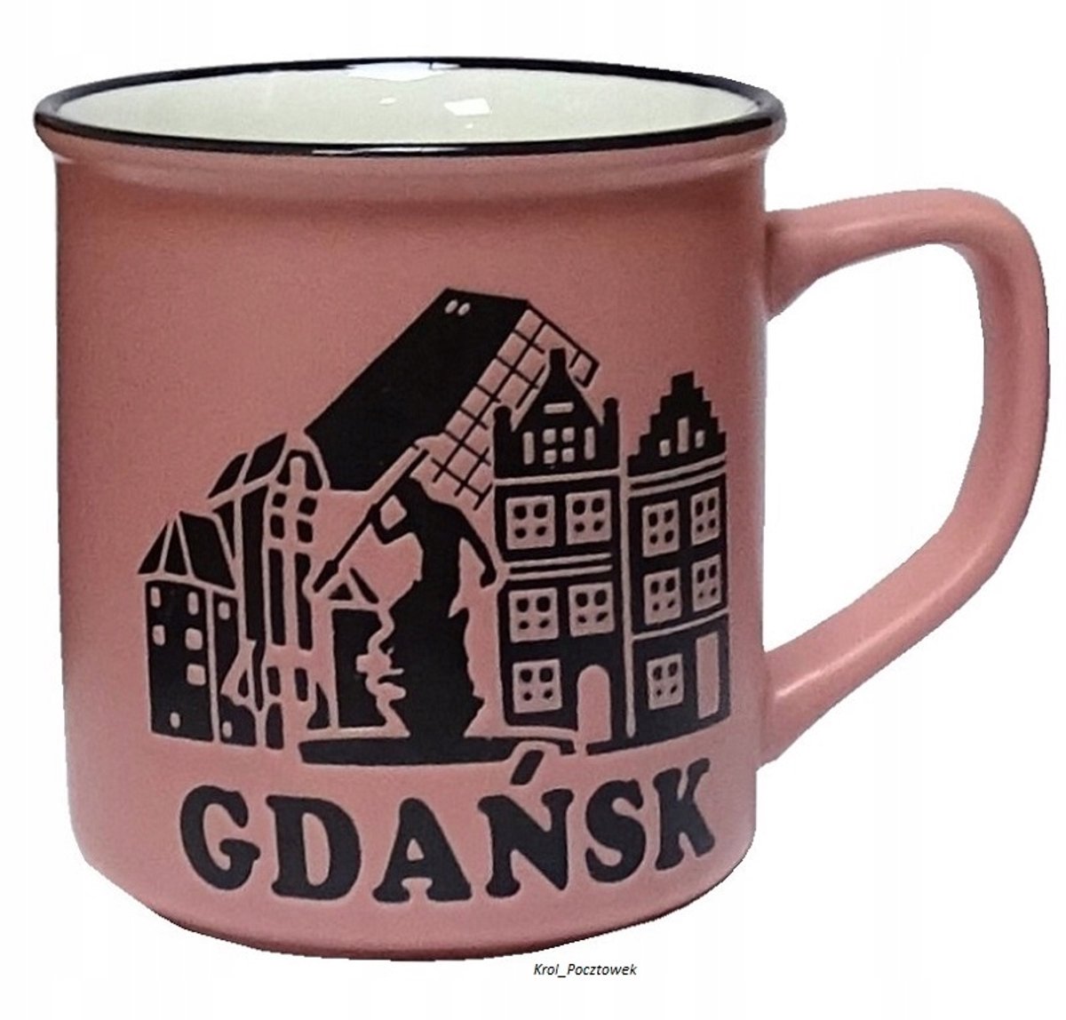 Unieke Mok met Gdańsk Design - Pastel Roze & Zwart